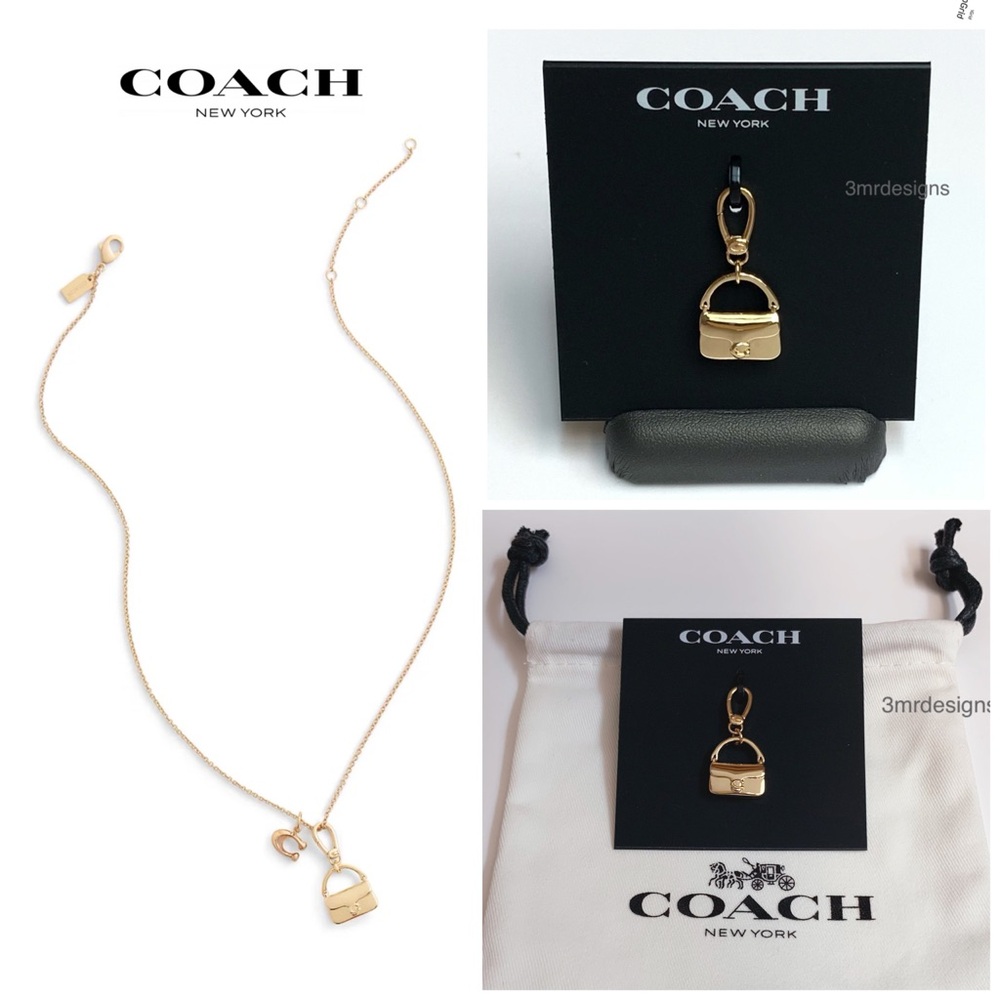 NWT COACH TABBY HANDBAG Gold Tone Finish Brass Pendant Charm For Necklace